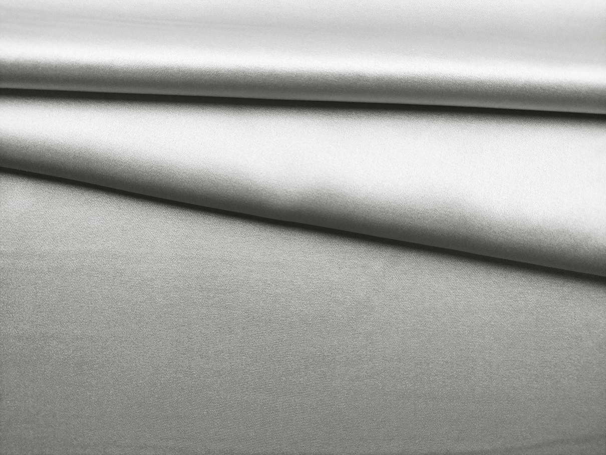 Ткань Атласный Шелк с эластаном  серебристый Италия 42649 1