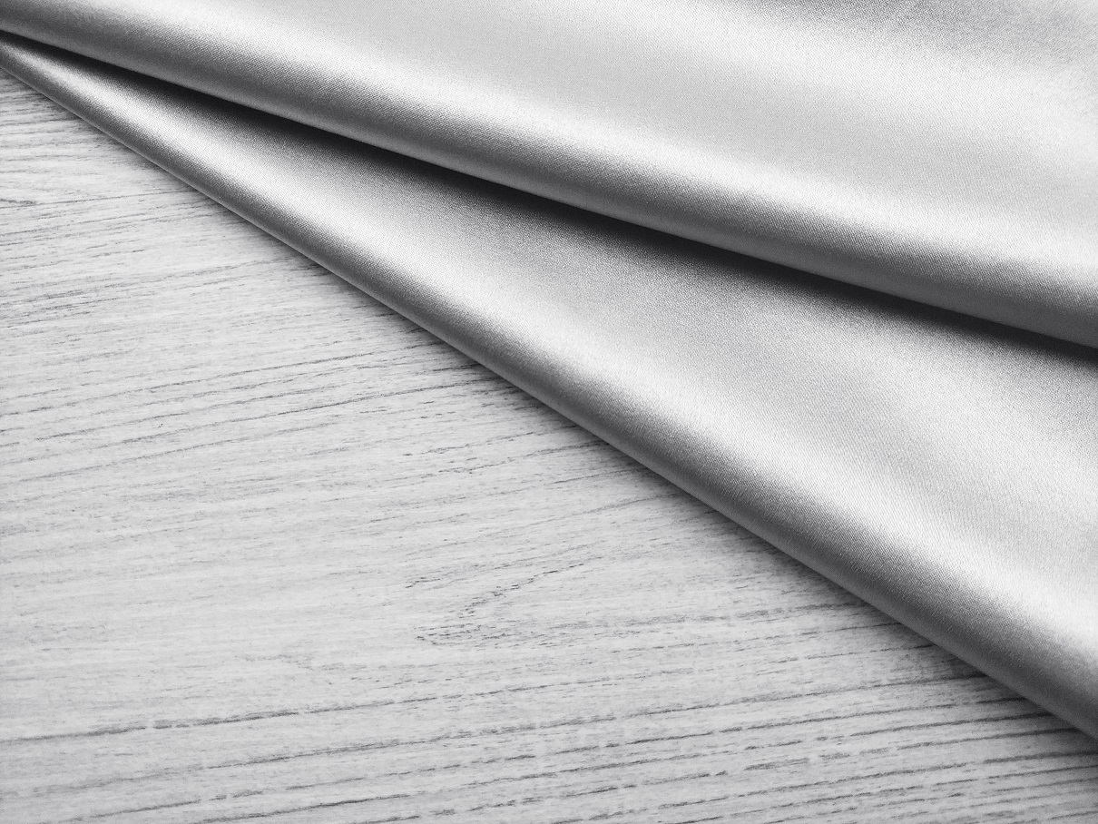 Ткань Атласный Шелк с эластаном  серебристый Италия 42649 4