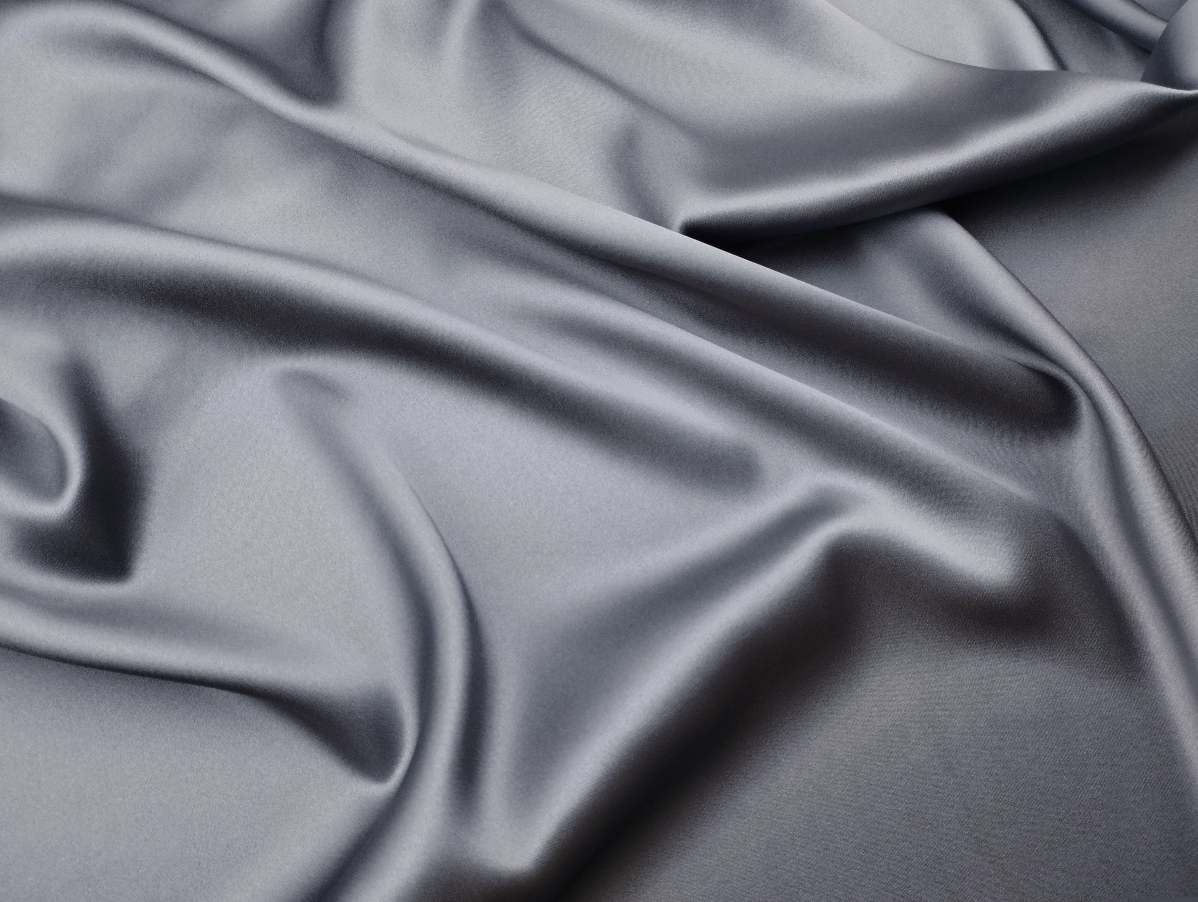 Ткань Атласный Шелк с эластаном  серый Италия  42747 3