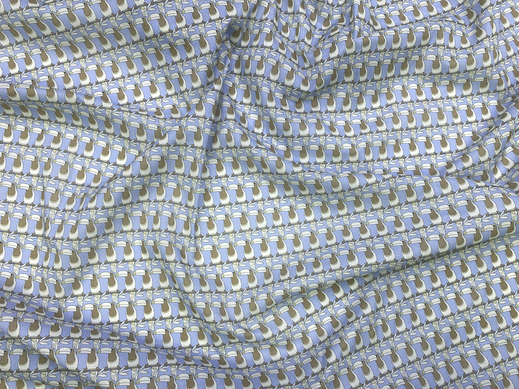 Ткань Поплин голубого цвета с принтом маленькие туканы 14341 3