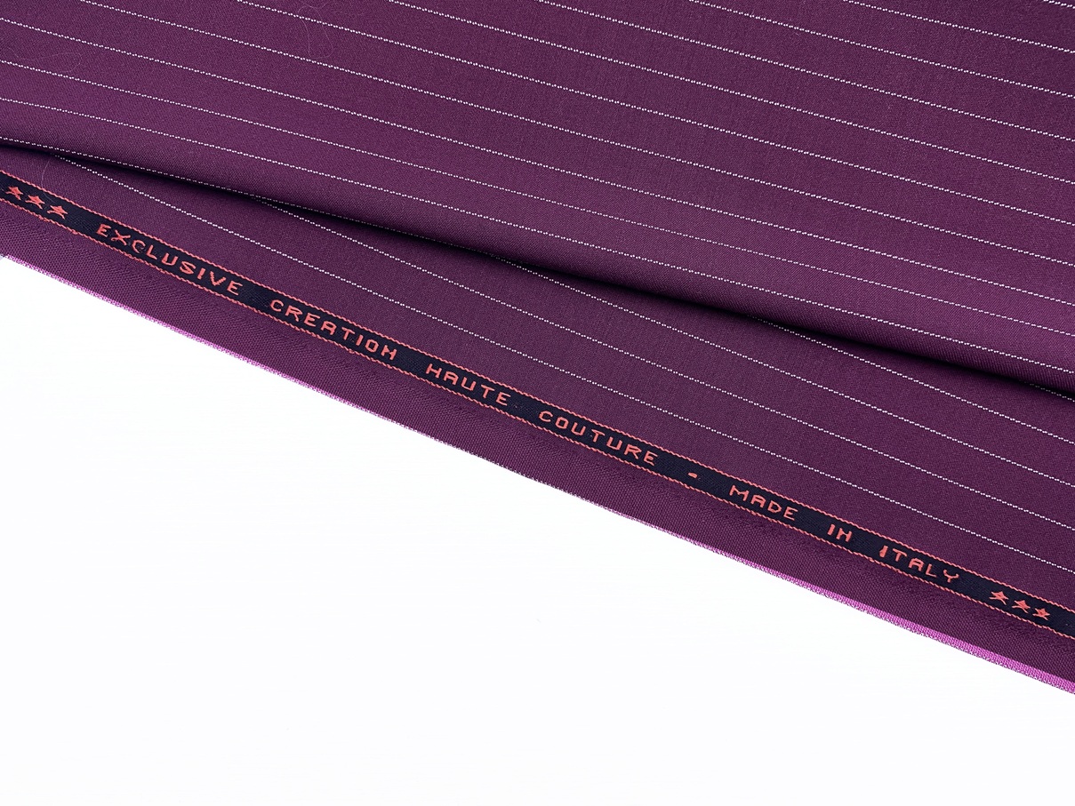 Ткань Костюмная вишнёвого цвета в белую полоску 49481 6