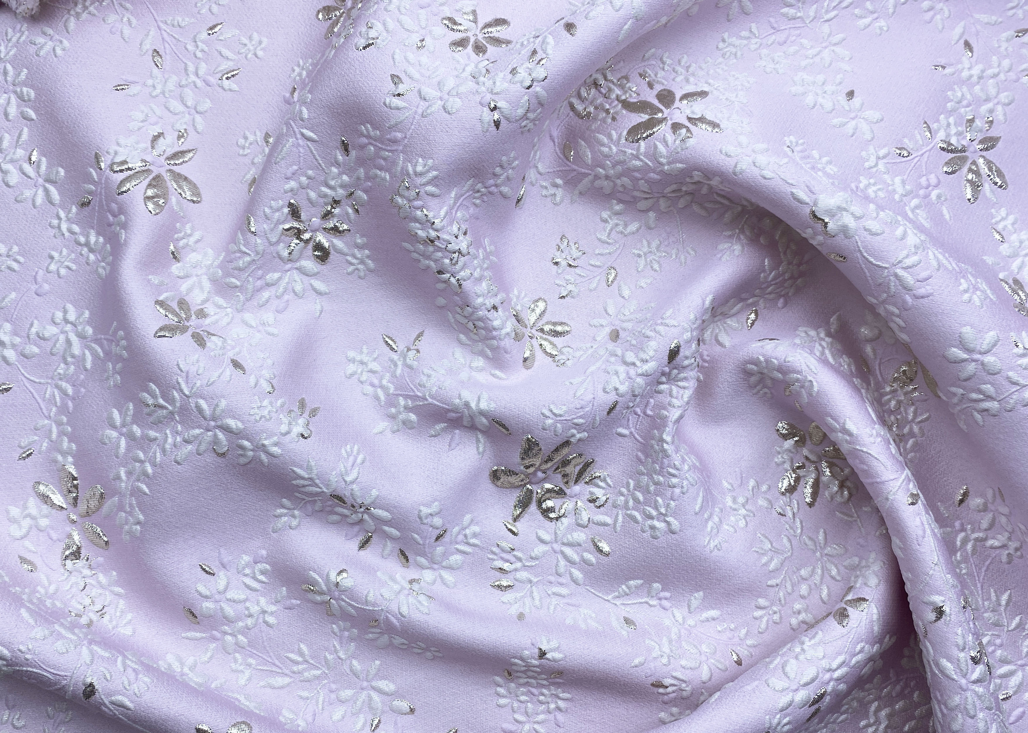 Ткань Жаккард розового цвета с принтом цветы  29573 2